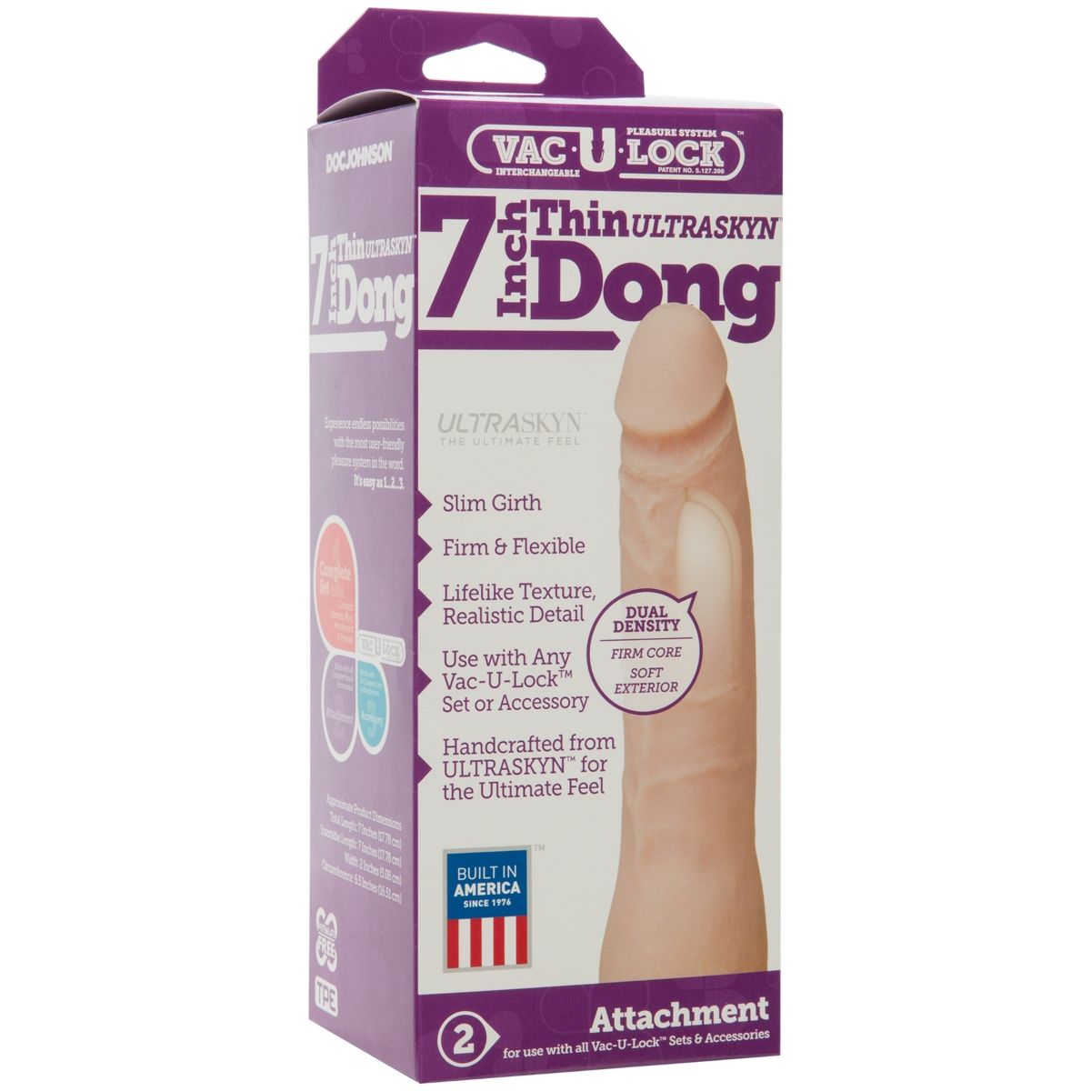 VAC-U-LOCK Doc Johnson Thin Dong, Vanilla, 7in