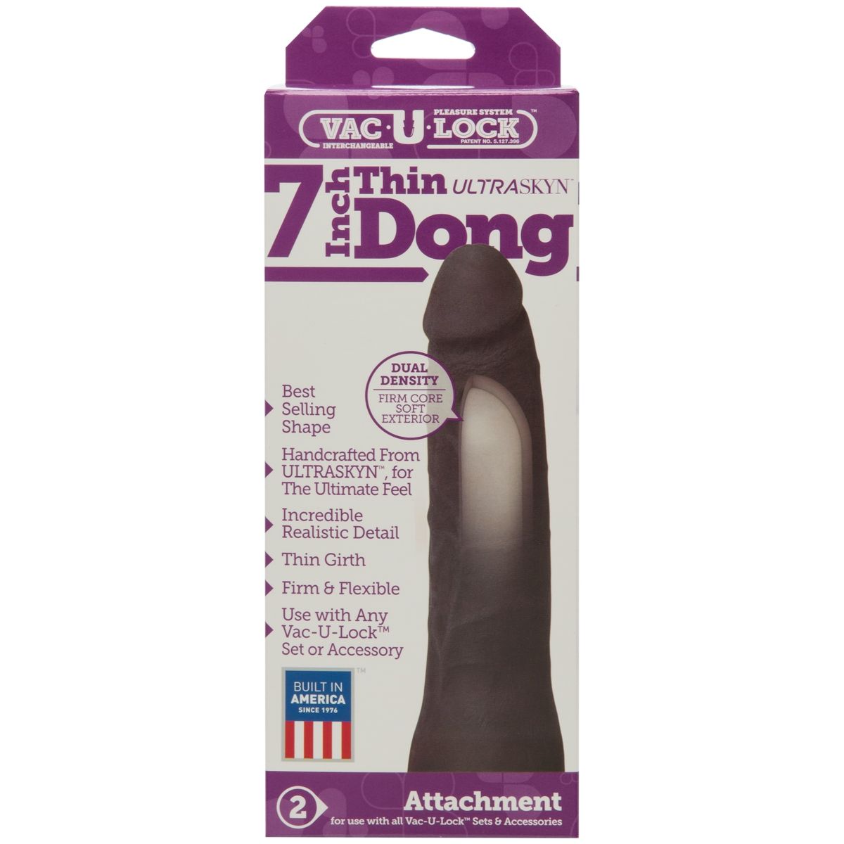 VAC-U-LOCK Doc Johnson Thin Dong, Black, 7in