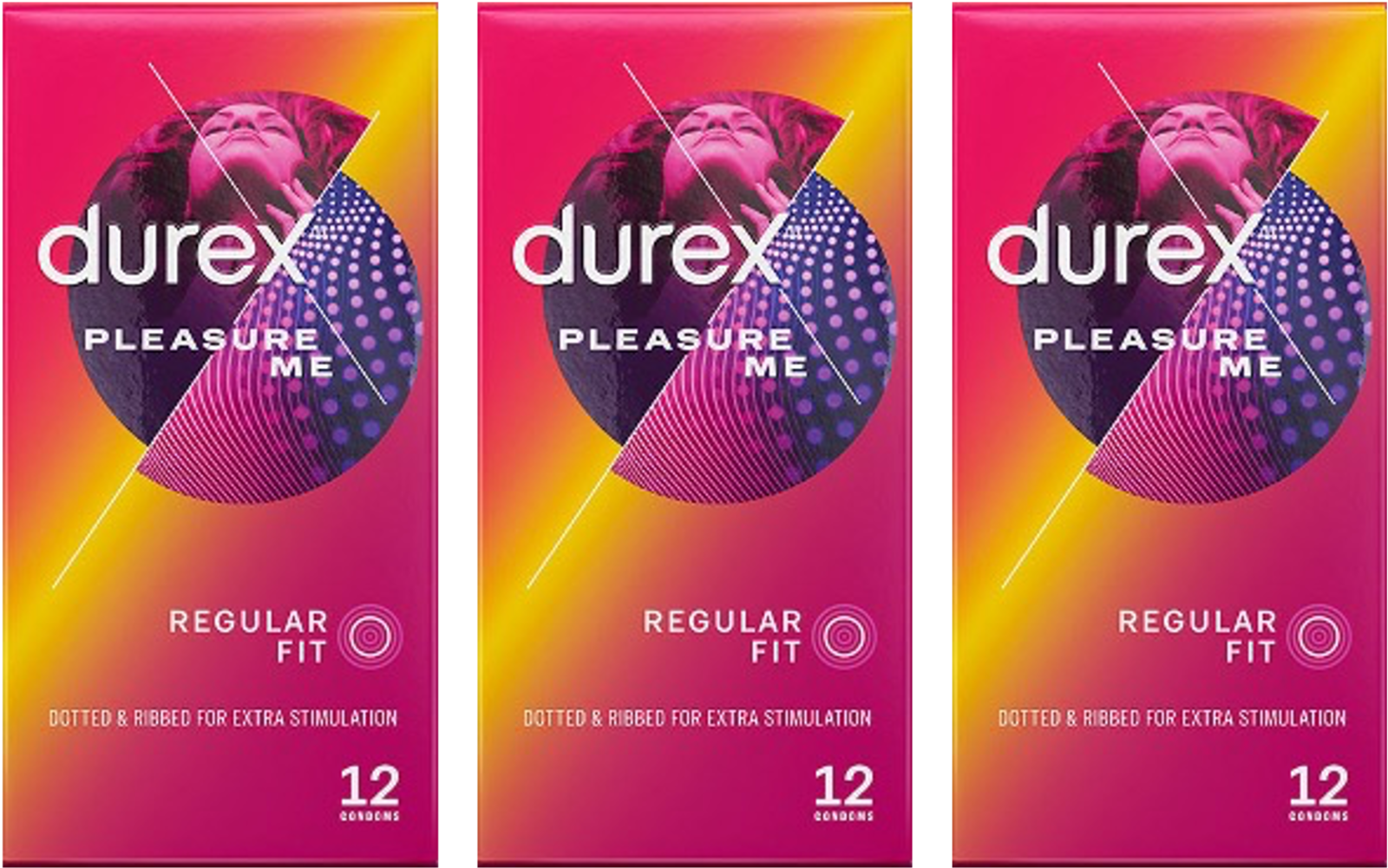 DUREX Ribbed and Dotted Pleasure Me Condoms 12 Pack x 3