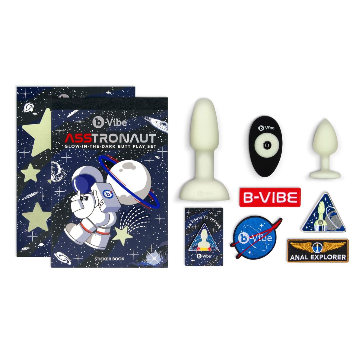 B-VIBE Asstronaut Glow-In-The-Dark Butt Play Set