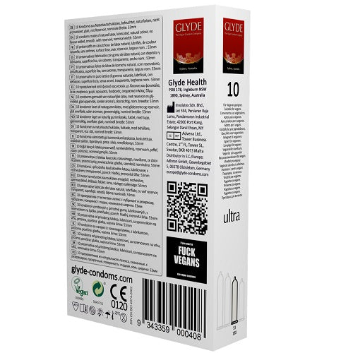 GLYDE Ultra Vegan Condoms | 10 Pack - Haus of Montagu