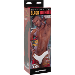 DOC JOHNSON Signature Cocks Black Thunder 12" Realistic Dildo with Removable Vac-U-Lock™ Suction Cup